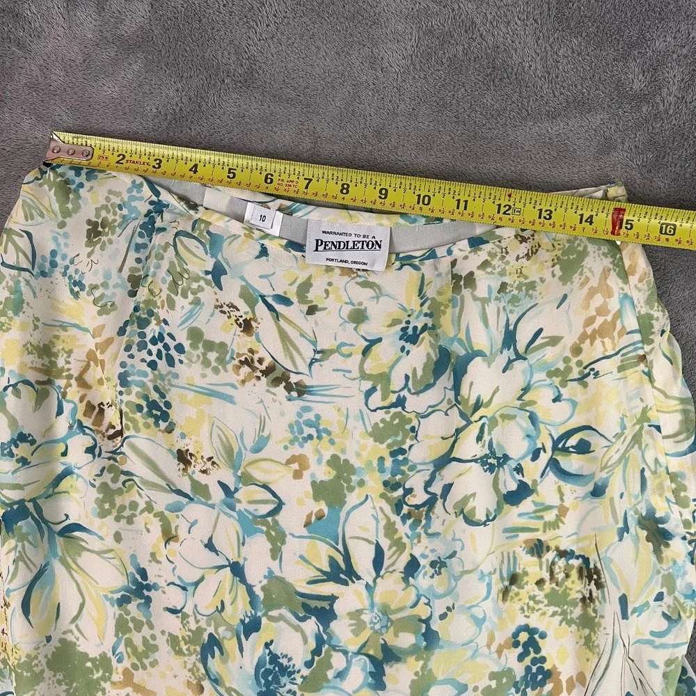 VTG Pendleton‎ Midi Skirt Womens 10 100% Silk Floral Bright Vacation Resort